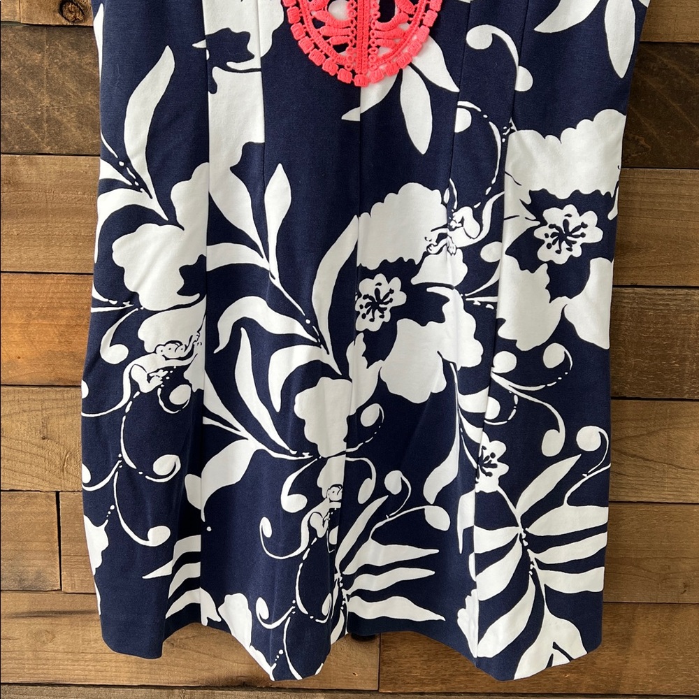Lilly Pulitzer Women's Briella Dress Bright Navy Johnny B Fit & Flare Dress XL - Picture 4 of 8
